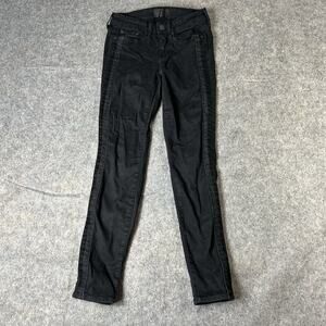 Vince Jeans Womens 24 Black Dylan Denim Skinny Low Rise Stretch Tuxedo Stripe